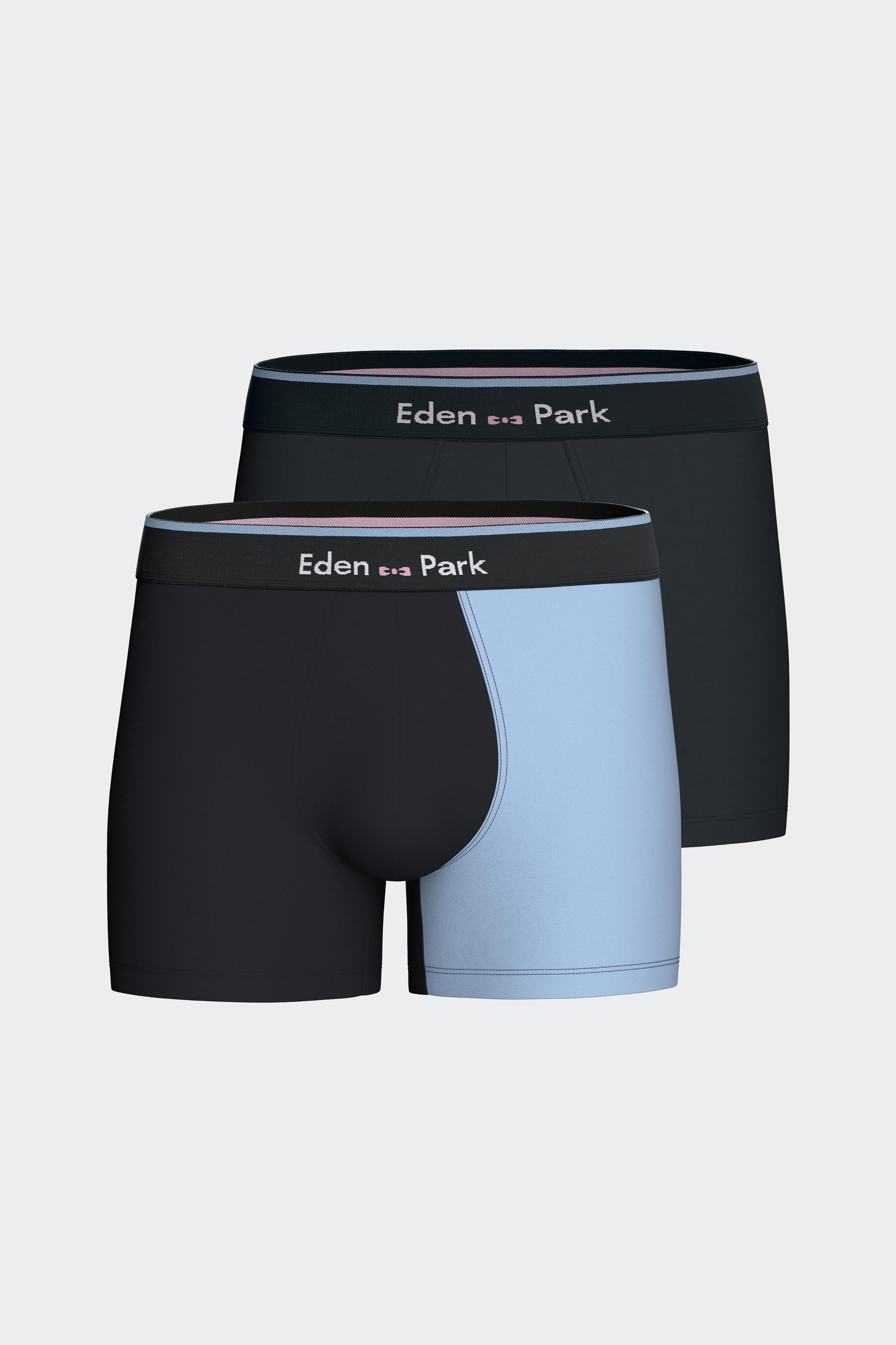 Lot de deux boxers en jersey de coton stretch marine et ciel