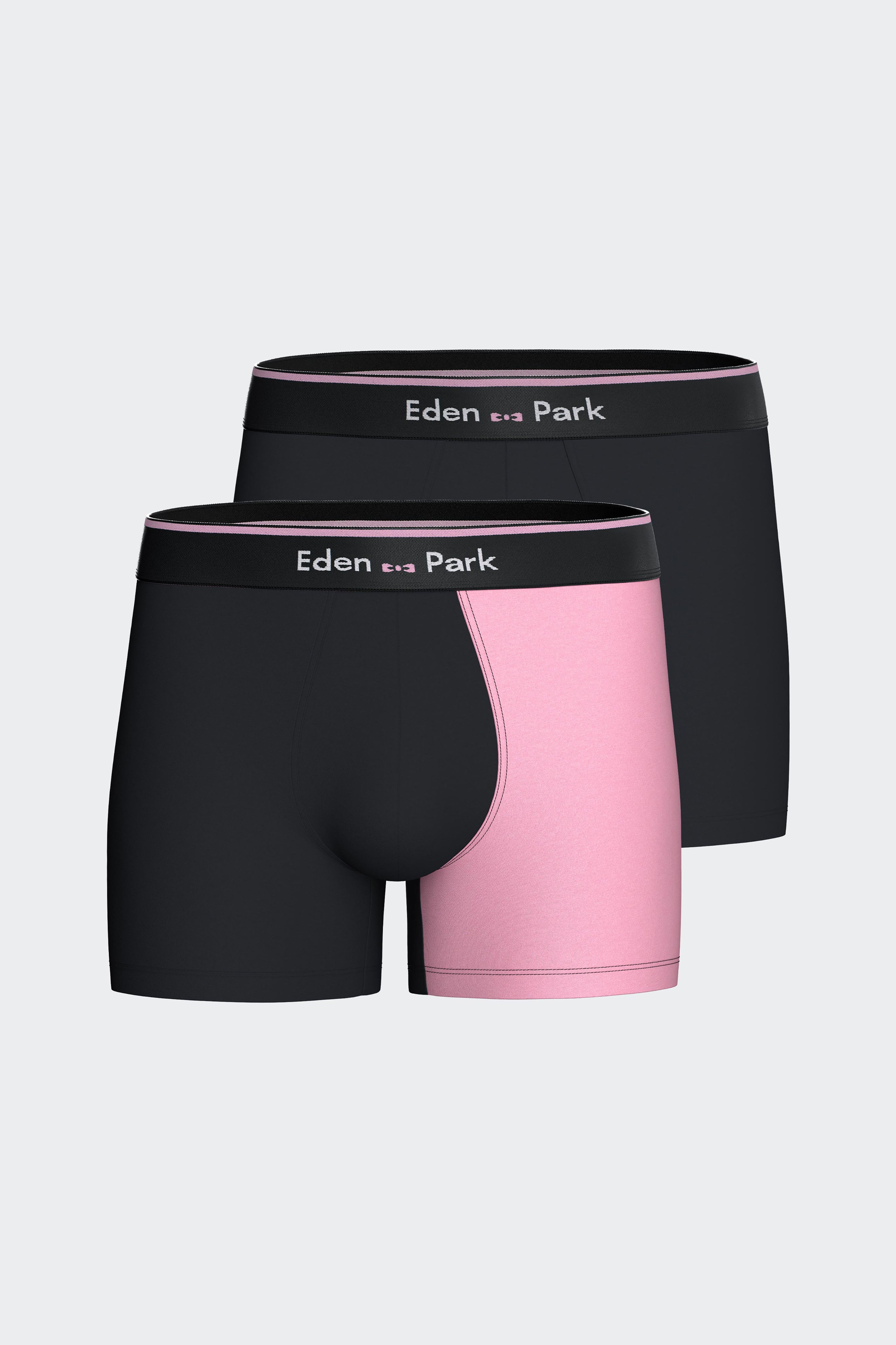 set of two boxers in cotton jersey stretch navy and pink