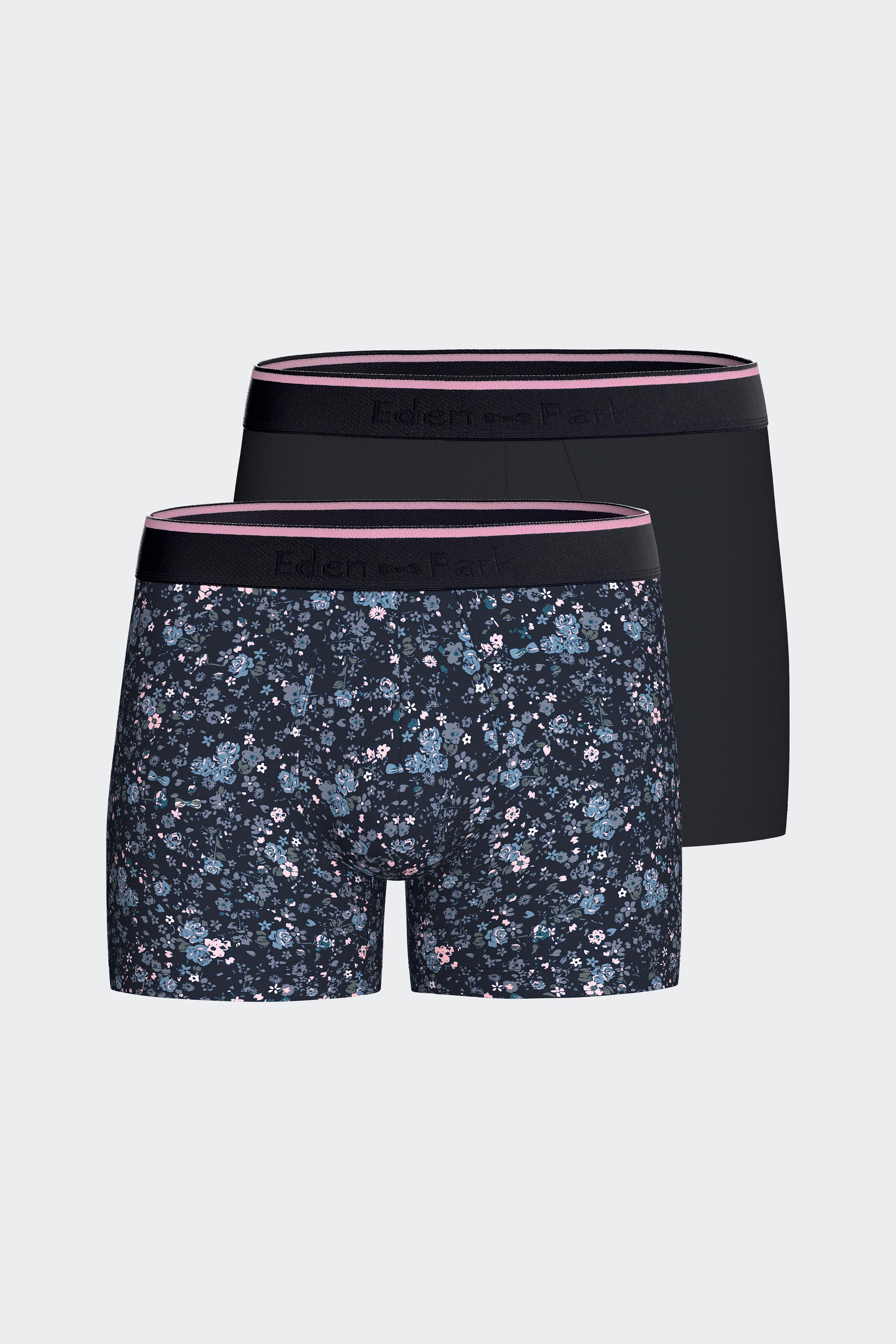 Lot de deux boxers en jersey de coton stretch marine et imprimé floral