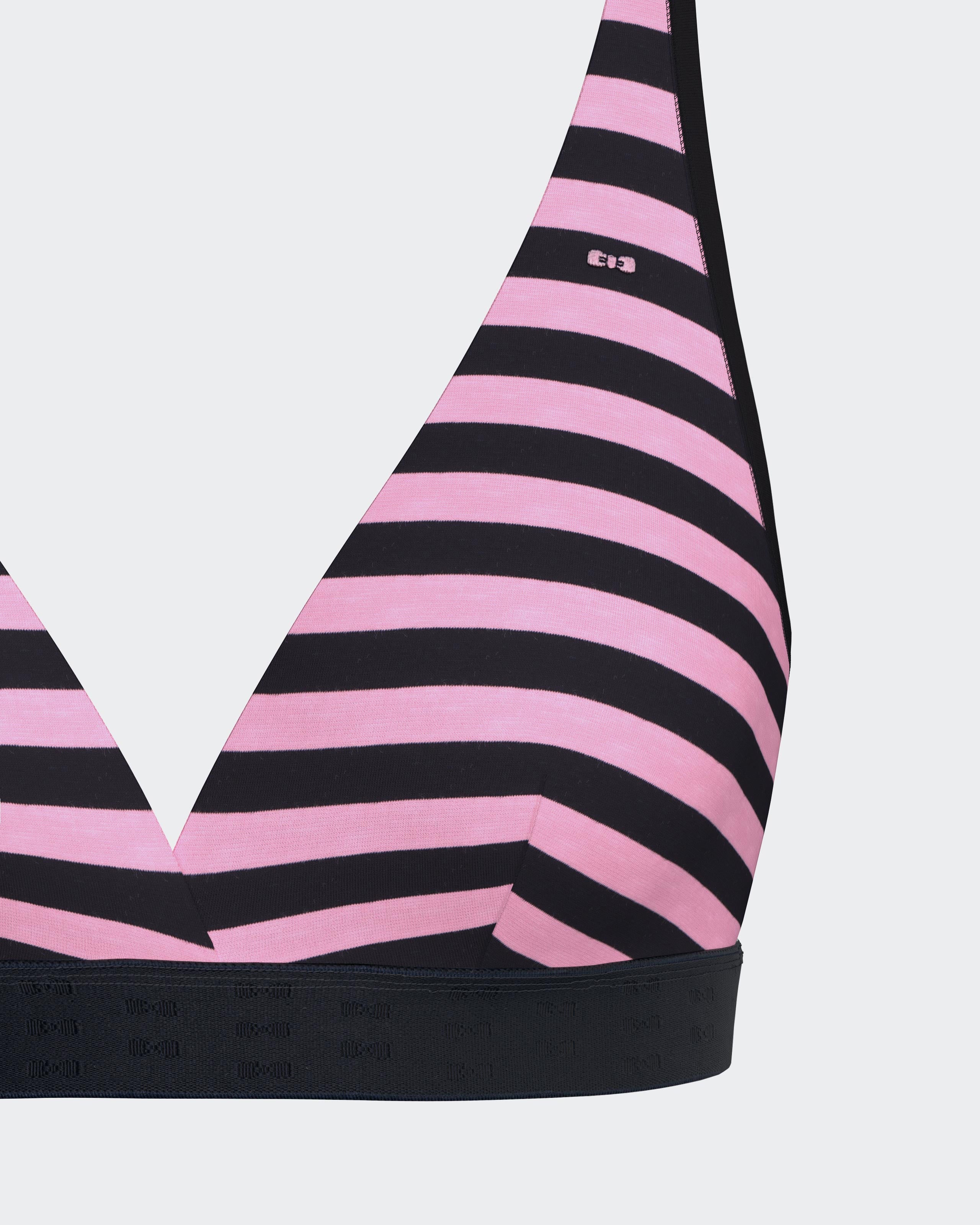 Soutien-gorge en coton stretch à rayures marine et rose
