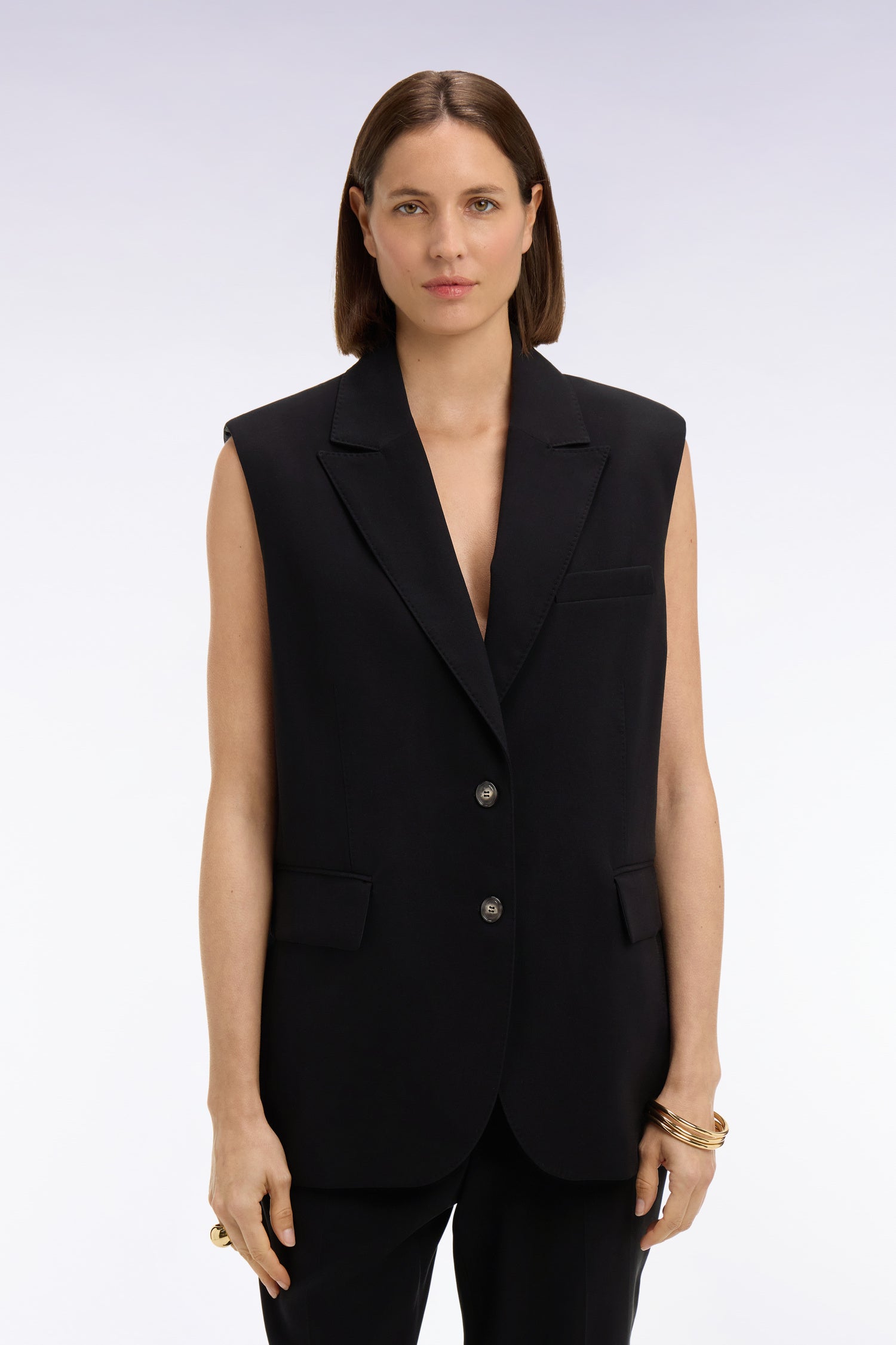 Veste blazer sans manches coupe oversized