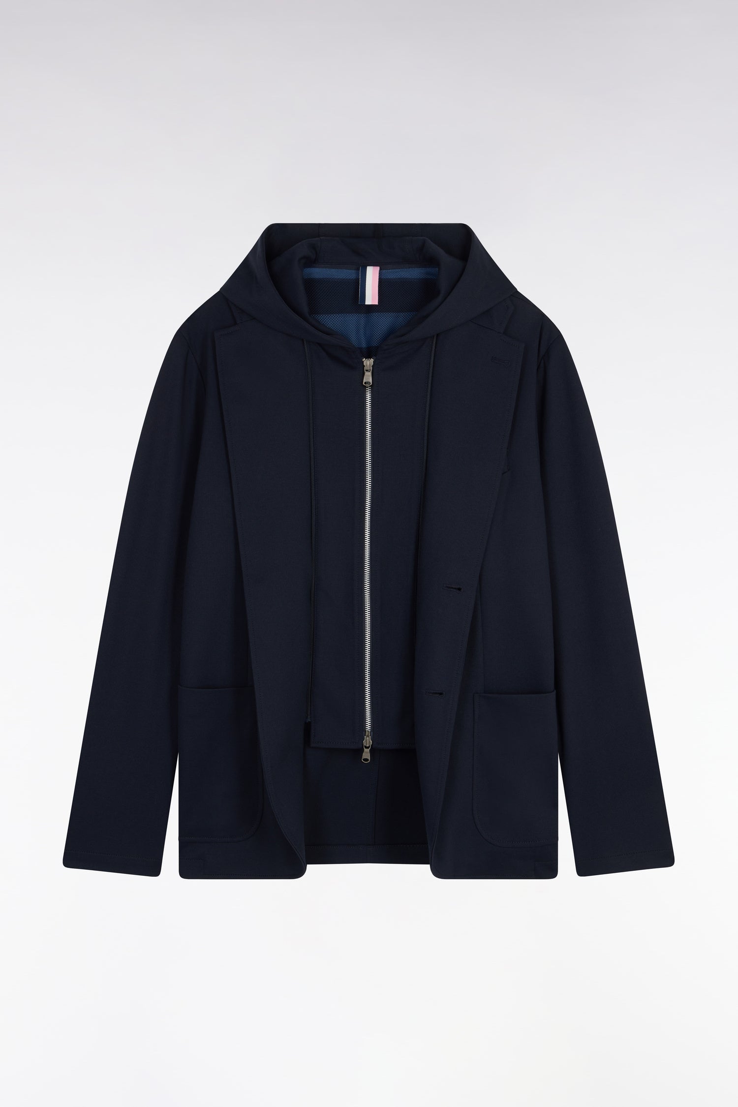 Veste en jersey marine à capuche amovible