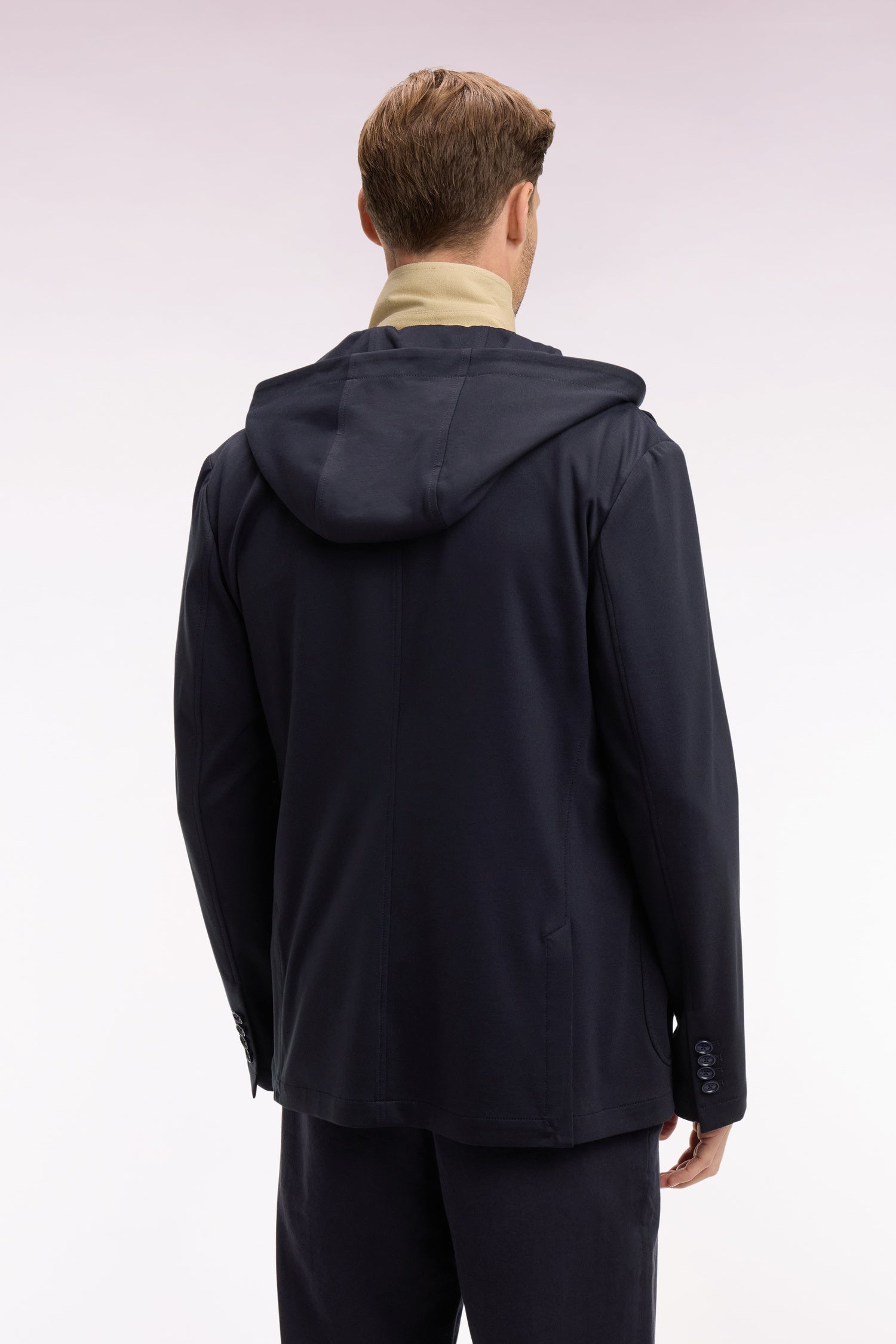 Veste en jersey marine à capuche amovible