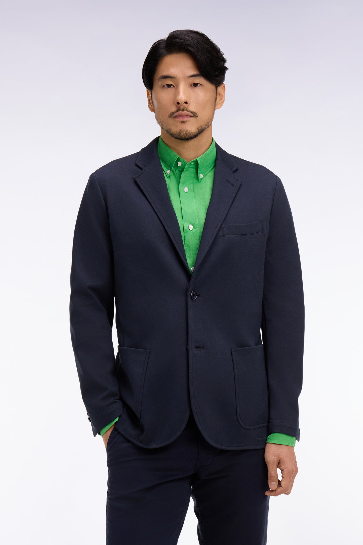 Veste en jersey de coton stretch marine