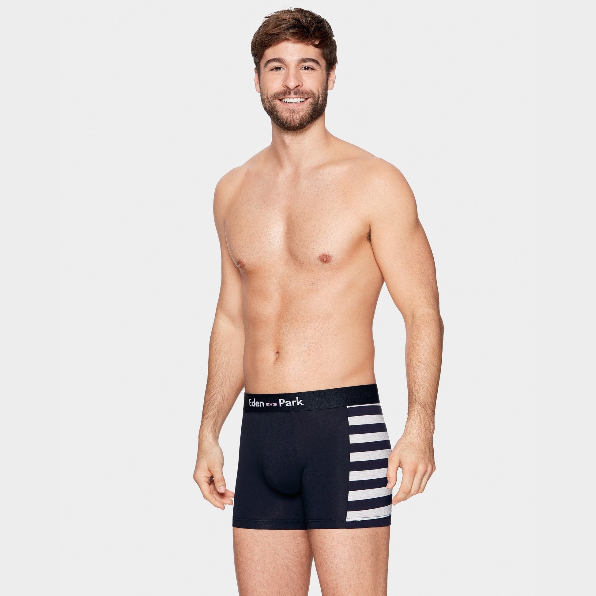 Pack de 2 boxers bleu marine détails rayures et uni