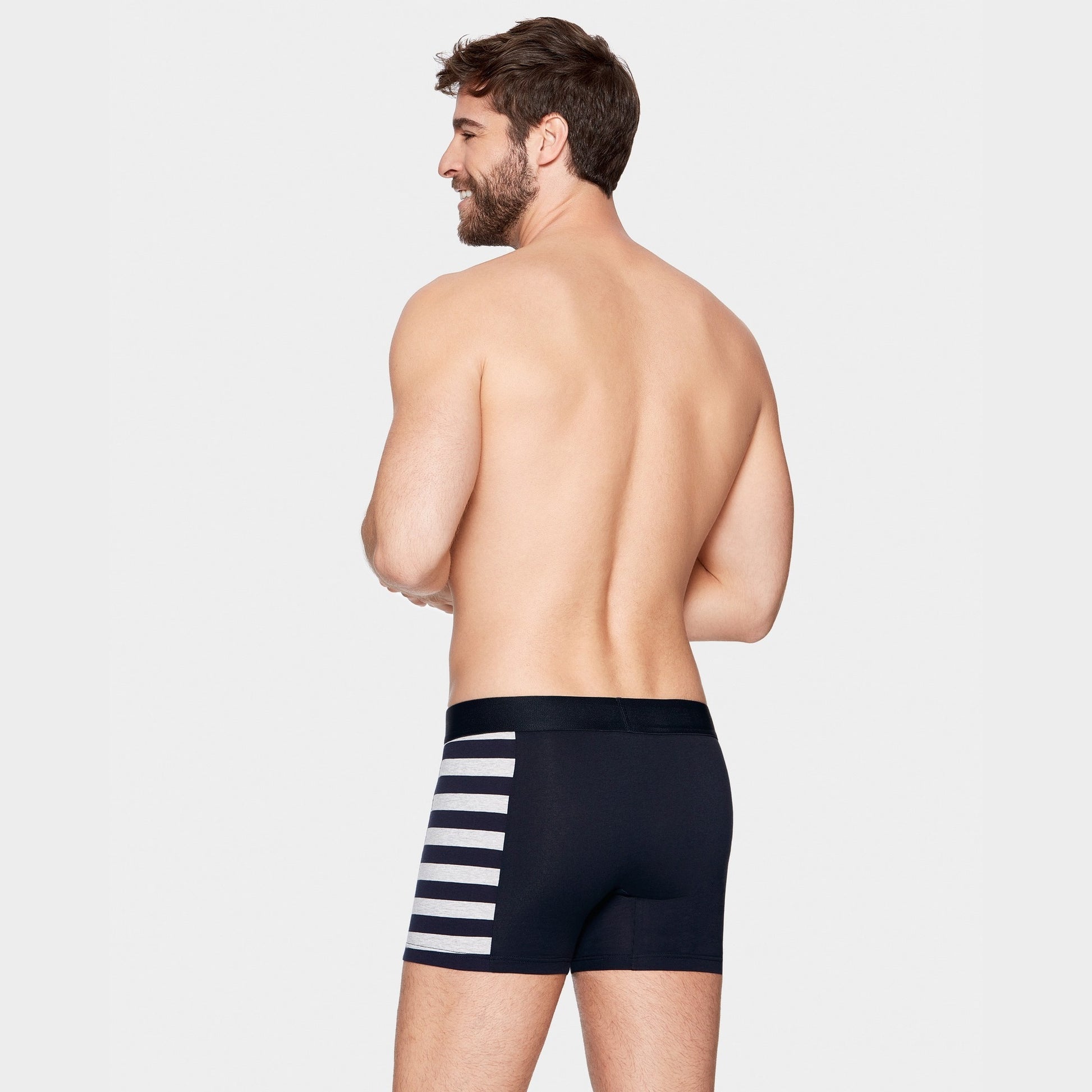 Pack de 2 boxers bleu marine détails rayures et uni