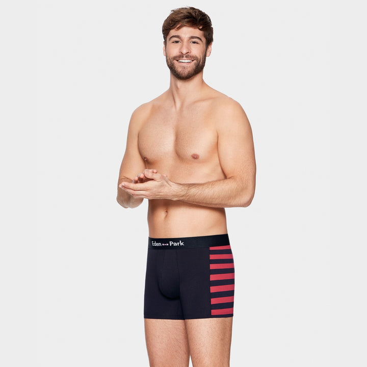 Pack de 2 boxers bleu marine détails rayures et uni
