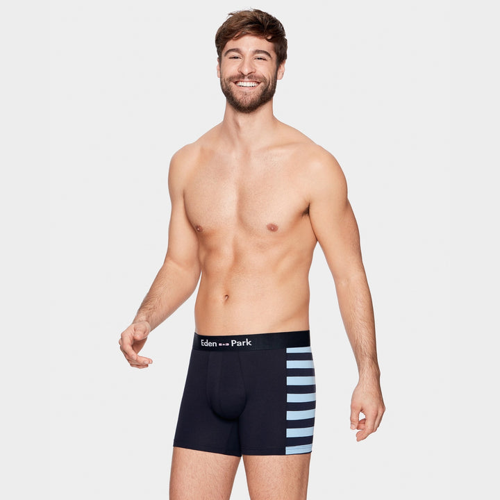 Pack de 2 boxers bleu marine détails rayures et uni