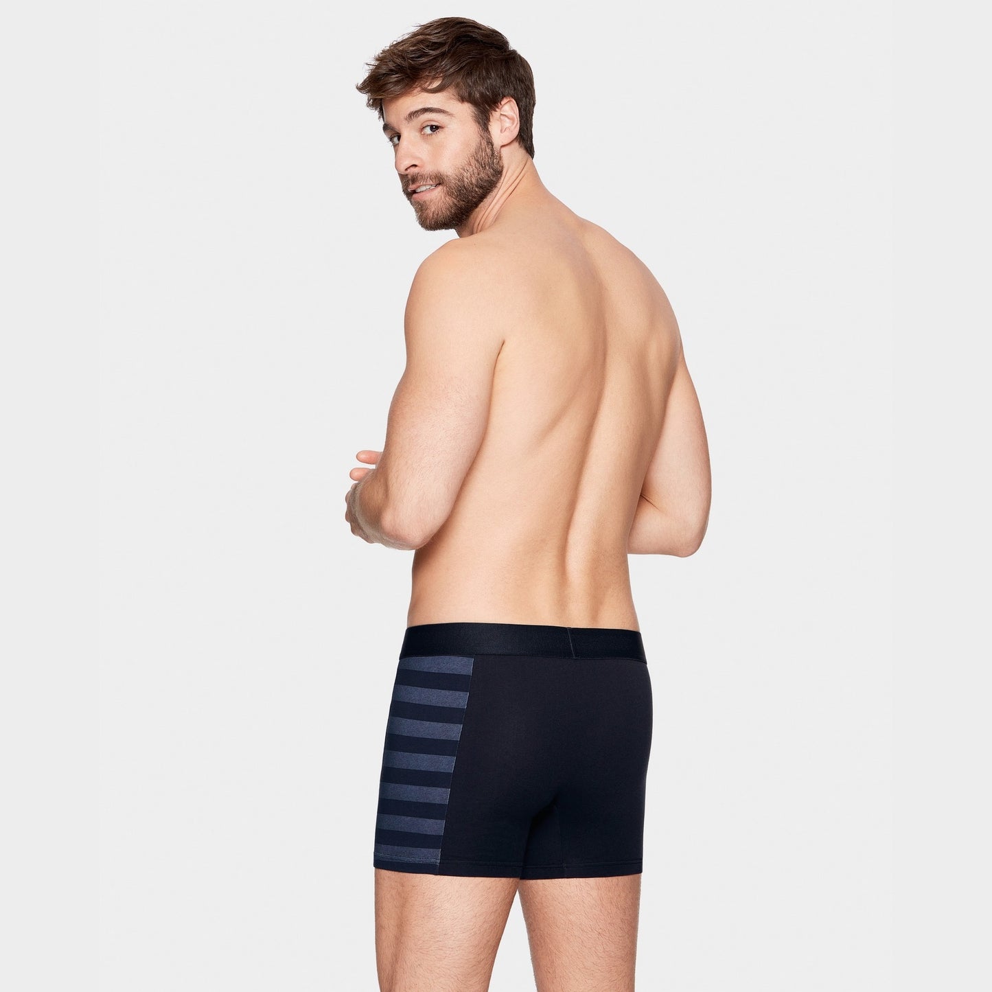 Pack de 2 boxers bleu marine détails rayures et uni