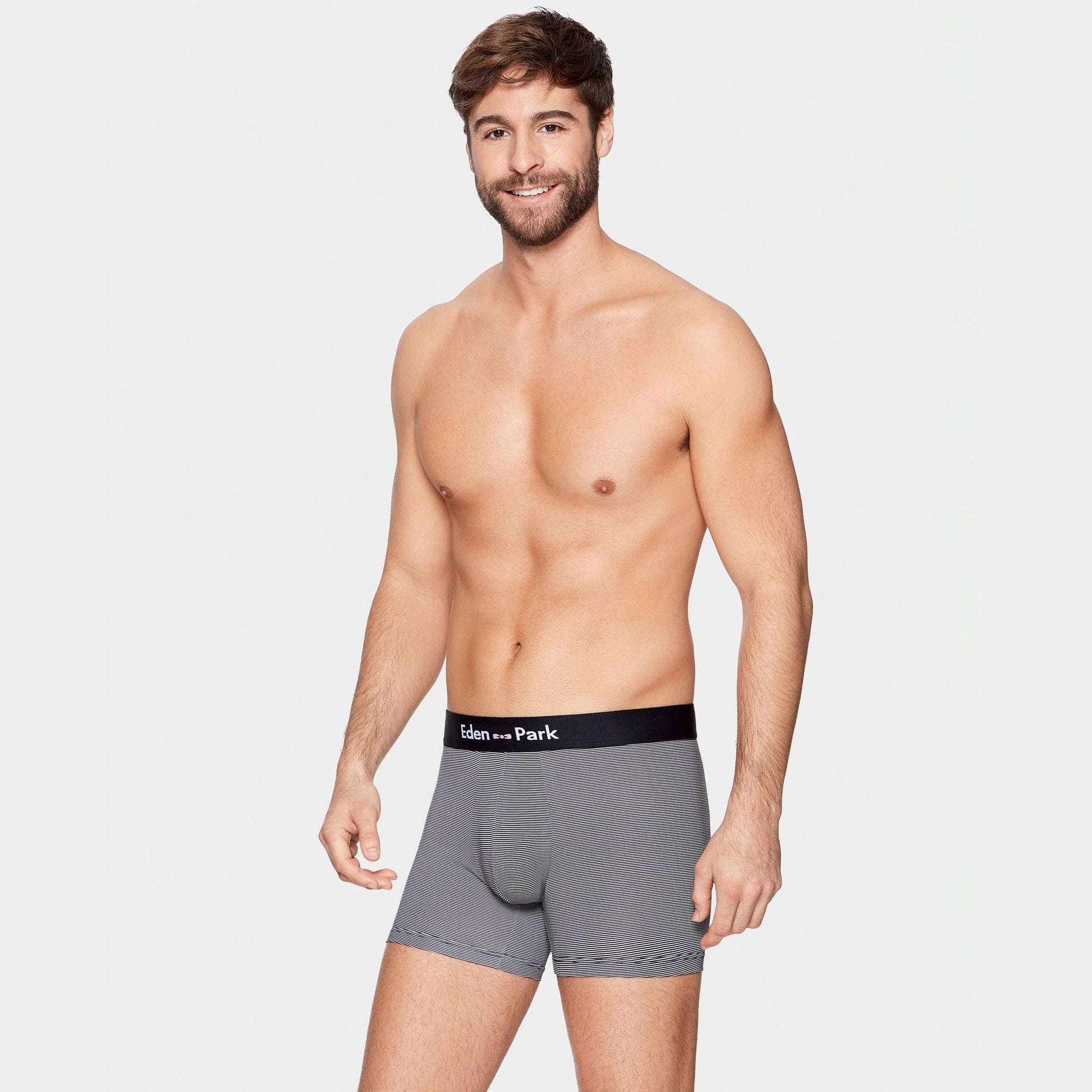 Pack de 2 boxers gris rayé et bleu marine uni