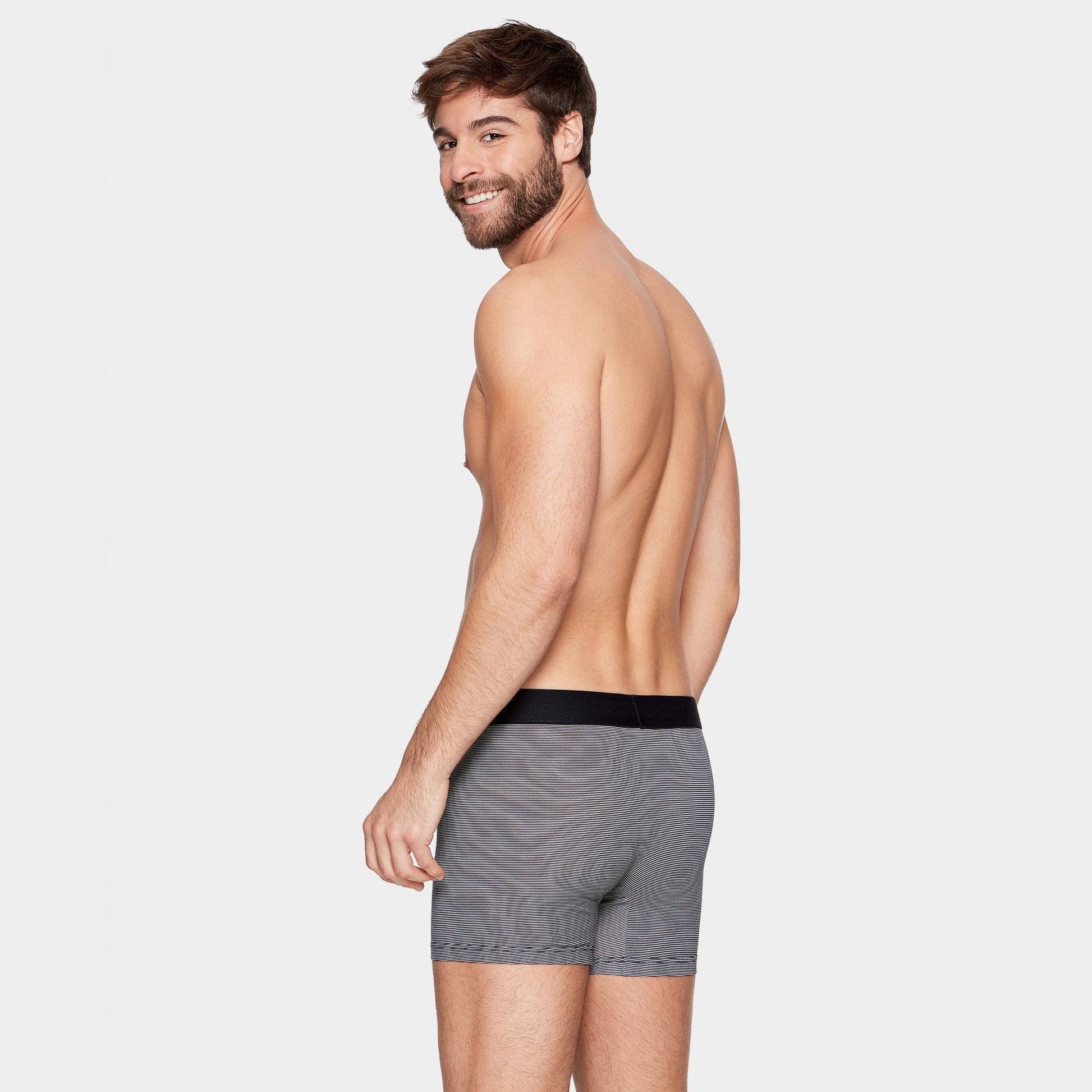 Pack de 2 boxers gris rayé et bleu marine uni