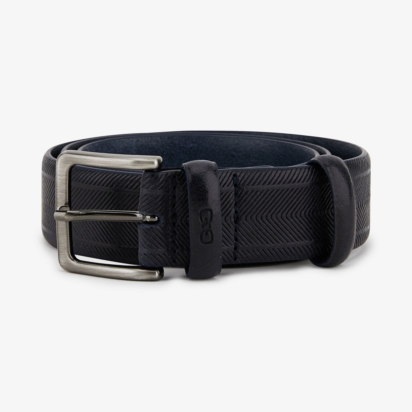Ceinture bleu marine striée en cuir