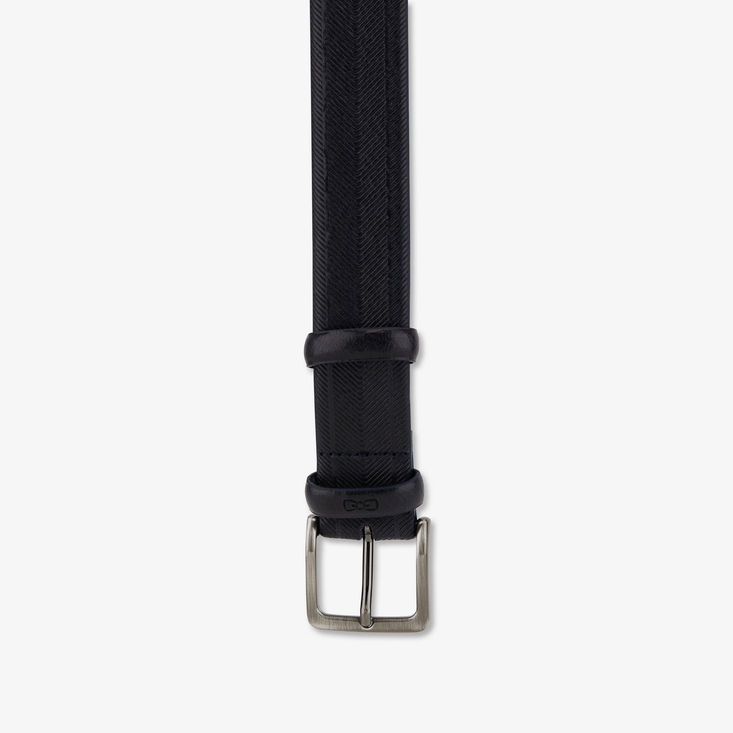 Ceinture bleu marine striée en cuir
