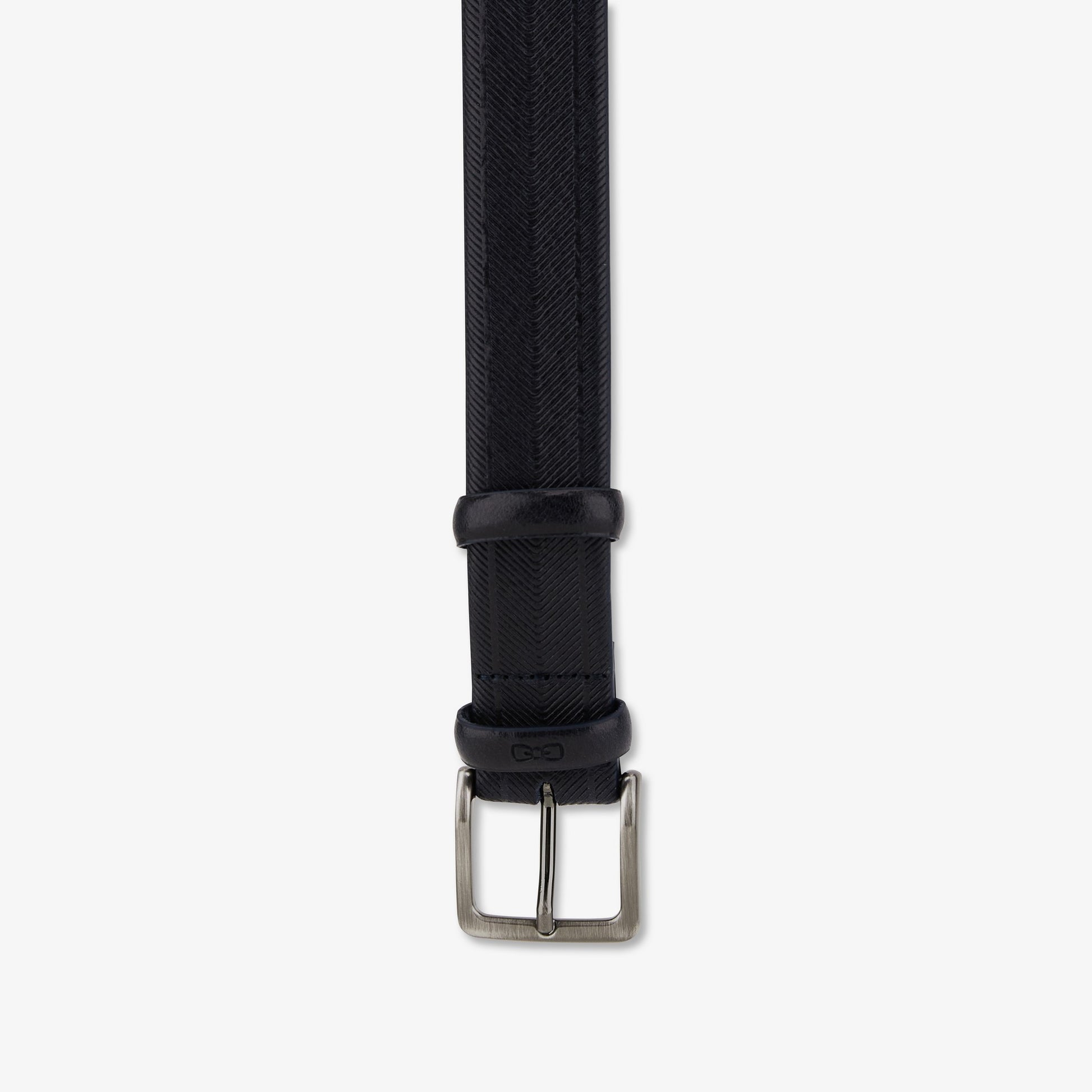 Ceinture bleu marine striée en cuir