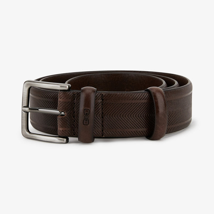 Ceinture marron striée en cuir