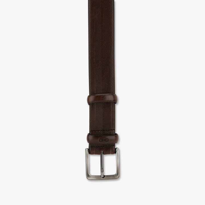 Ceinture marron striée en cuir