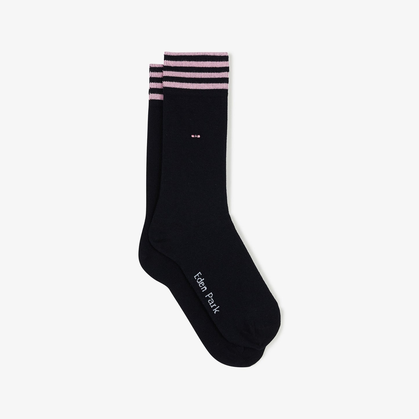 Paire de chaussettes bleu marine à bord rayé