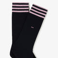 Paire de chaussettes bleu marine à bord rayé