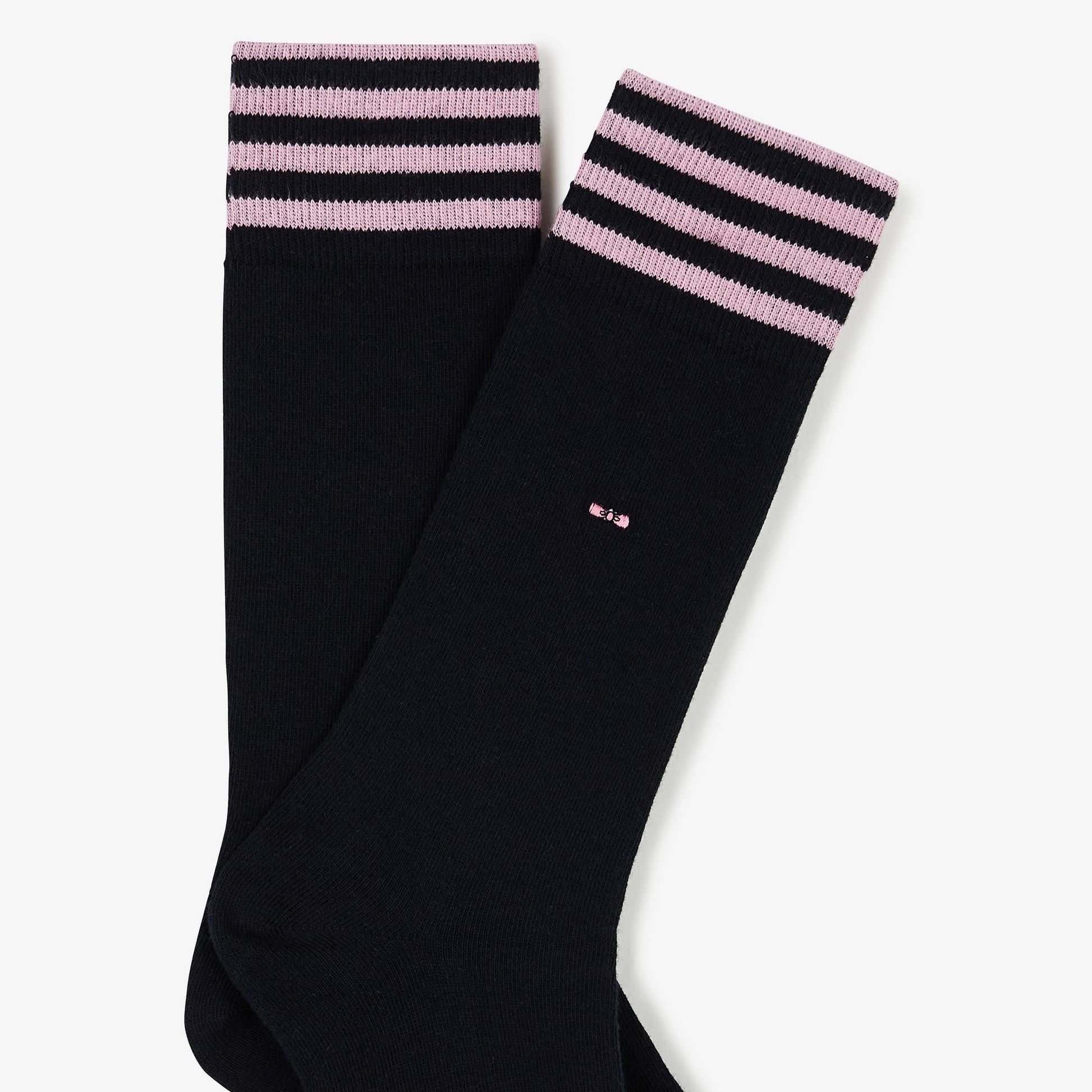 Paire de chaussettes bleu marine à bord rayé