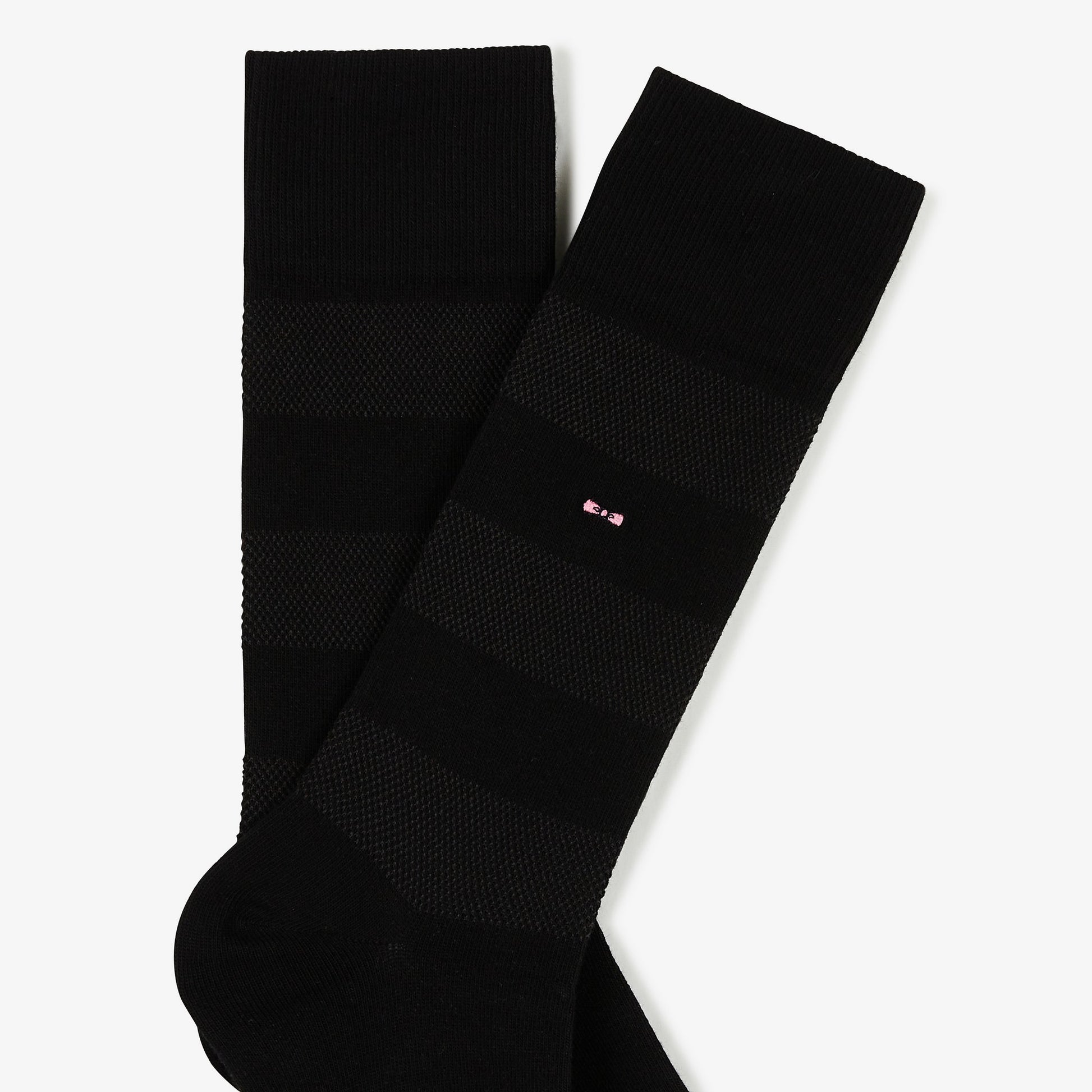 Paire de chaussettes noires rayées unies