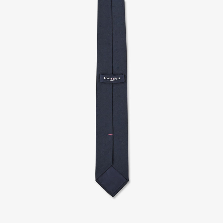 Cravate bleu foncé à micro-motif nœud papillon
