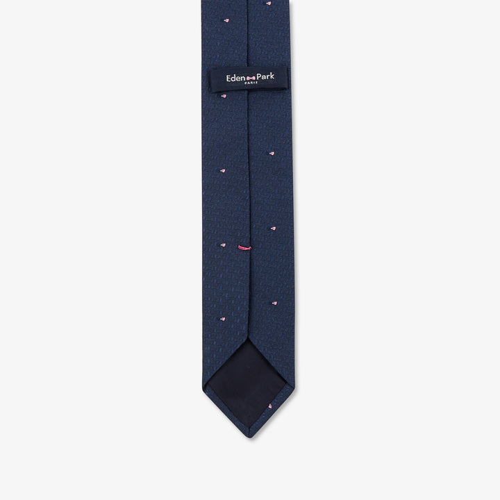Cravate dobby motif nœud rose