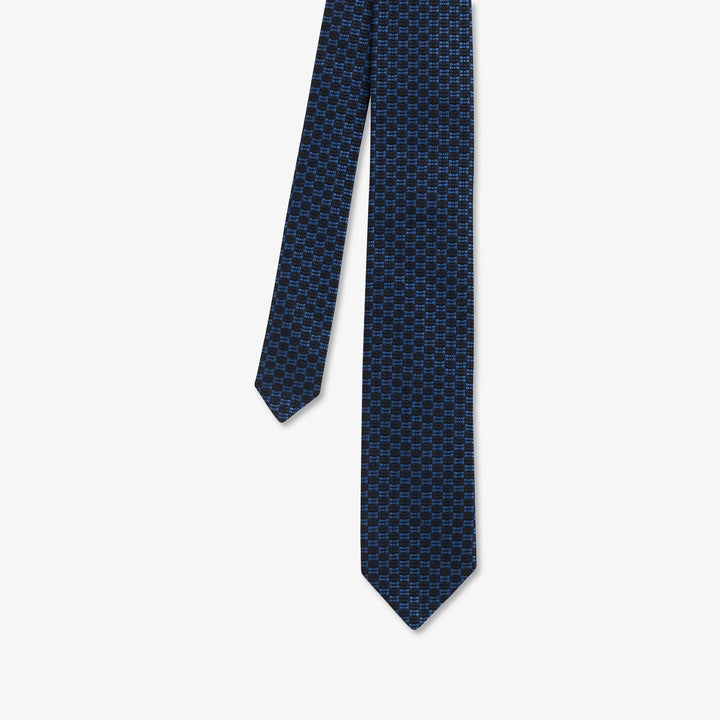 Cravate bleu foncé motif damier