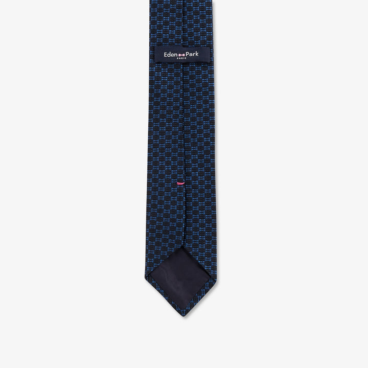 Cravate bleu foncé motif damier