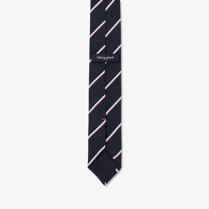 Cravate à diagonales tricolores rose