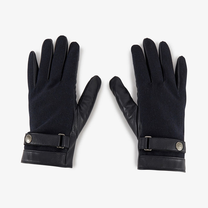 Gants bleu marine bimatière ton sur ton