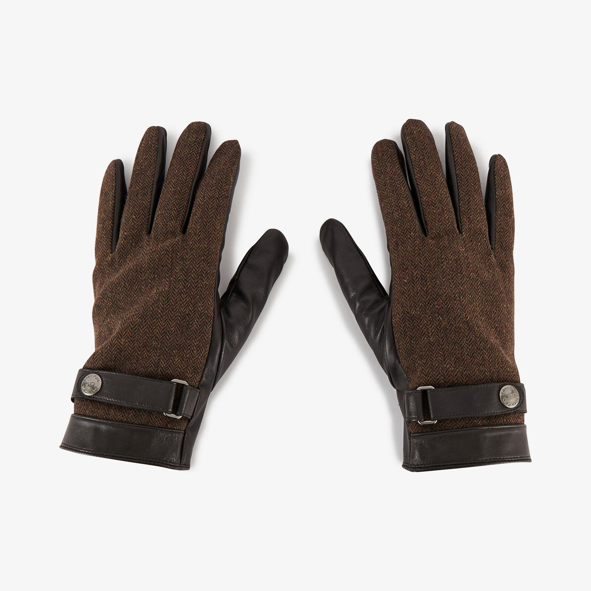 Gants marrons bimatière ton sur ton