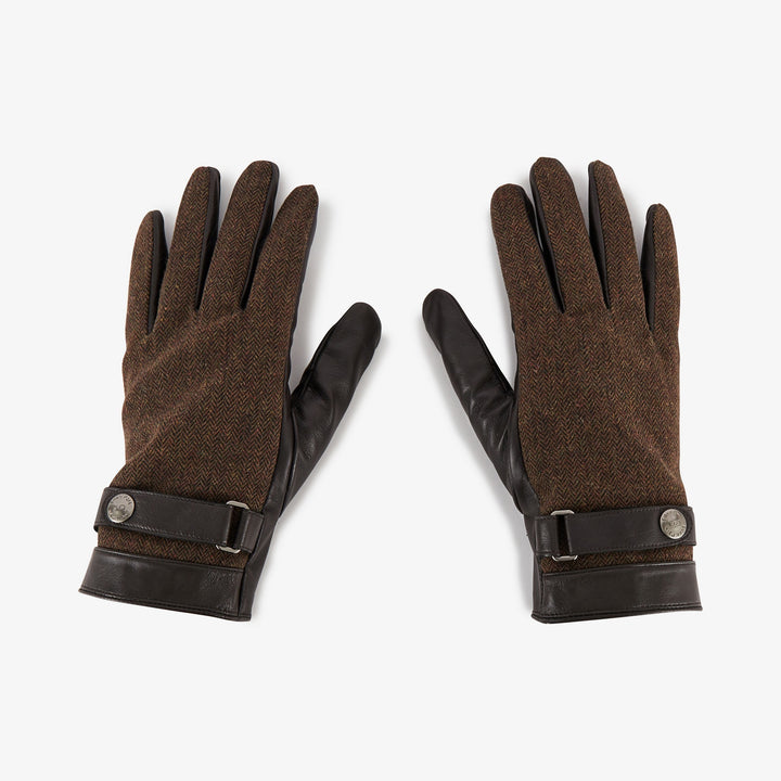 Gants marrons bimatière ton sur ton