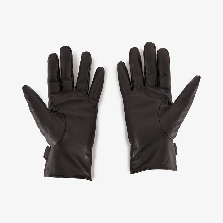 Gants marrons bimatière ton sur ton