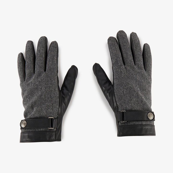 Gants noirs bimatière ton sur ton