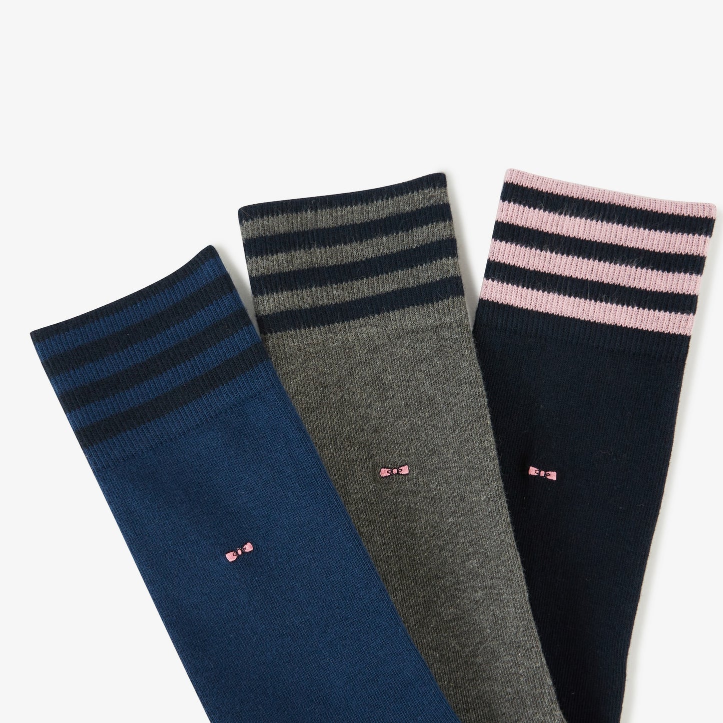 Lot de 3 paires de chaussettes à bords rayés