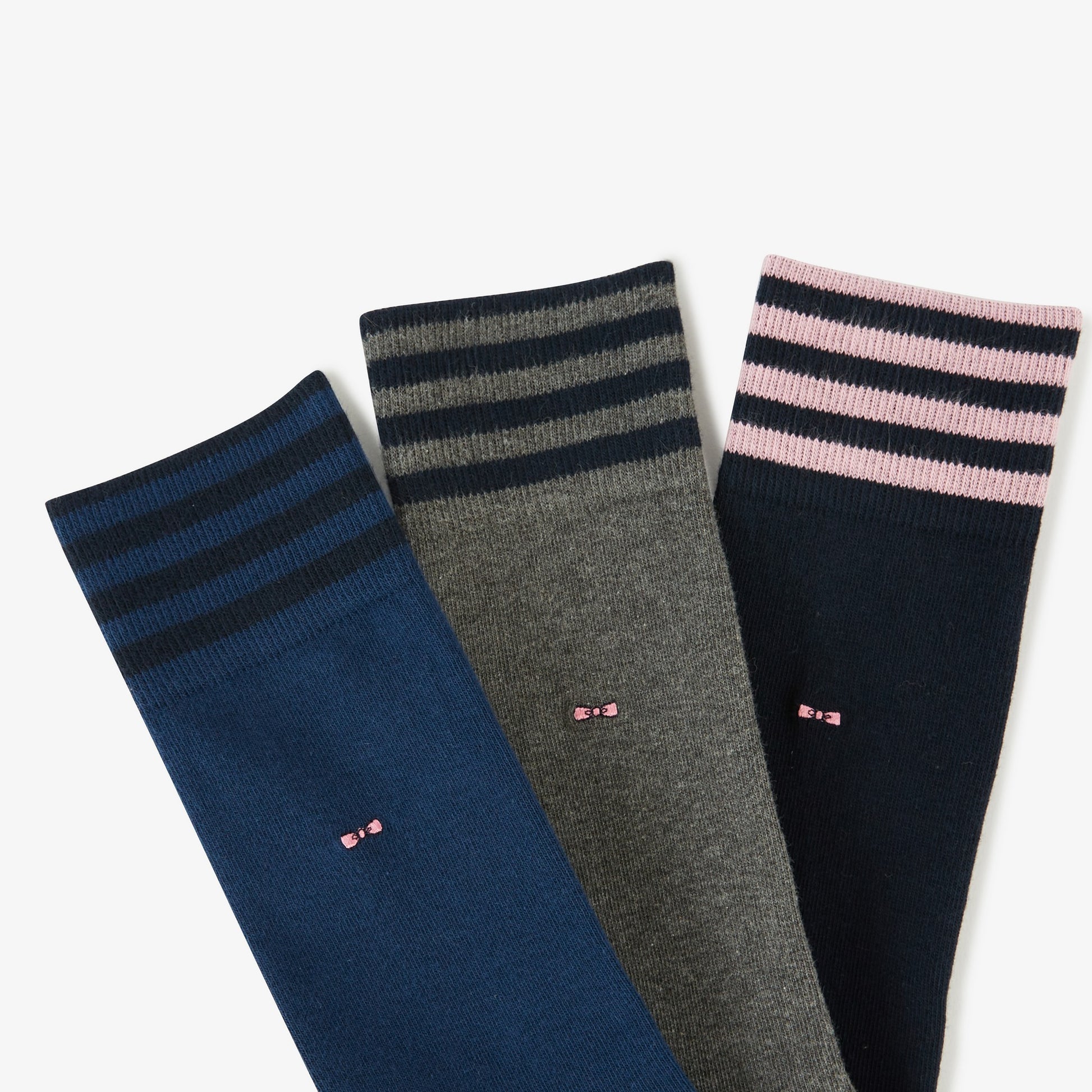 Lot de 3 paires de chaussettes à bords rayés