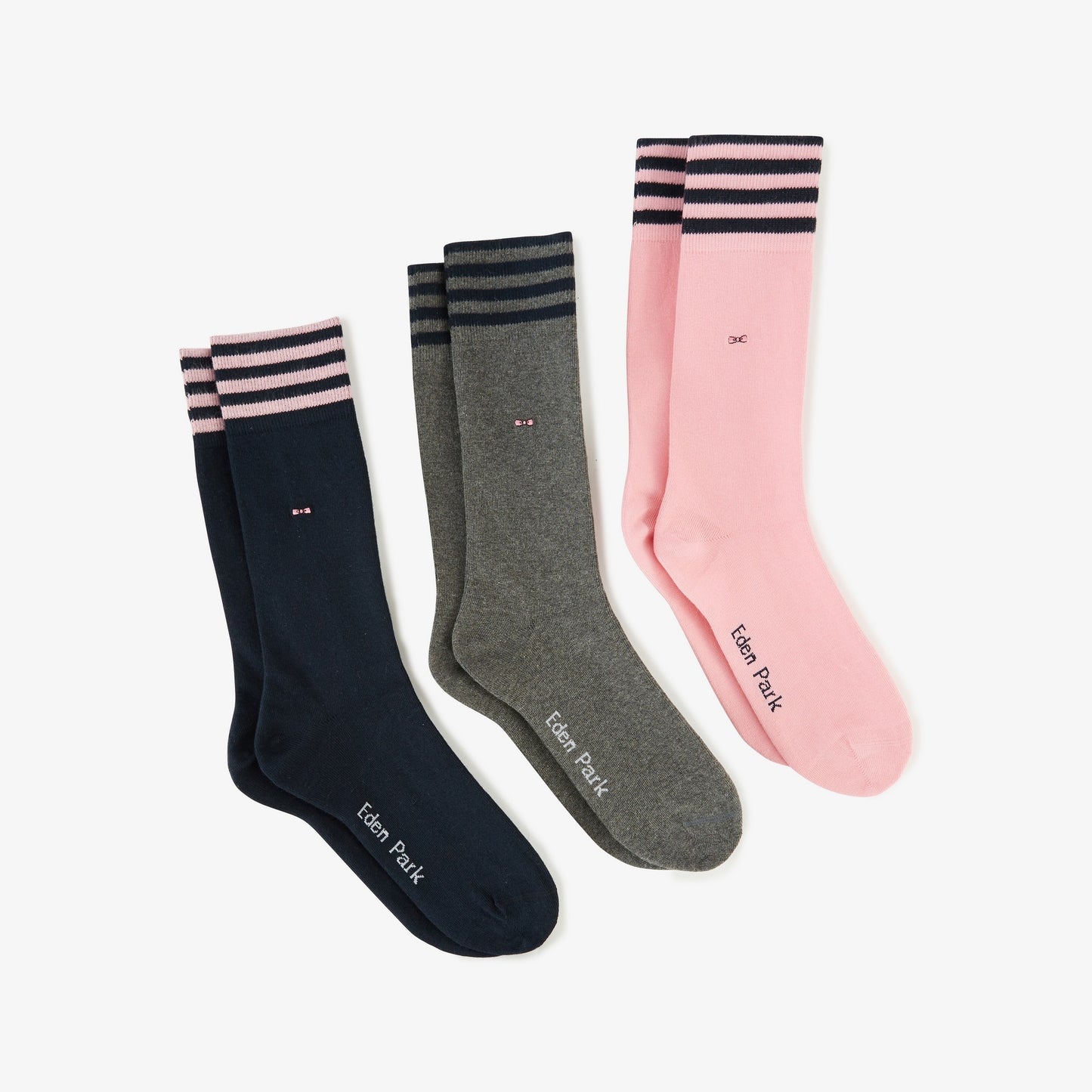 Lot de 3 paires de chaussettes à bords rayés