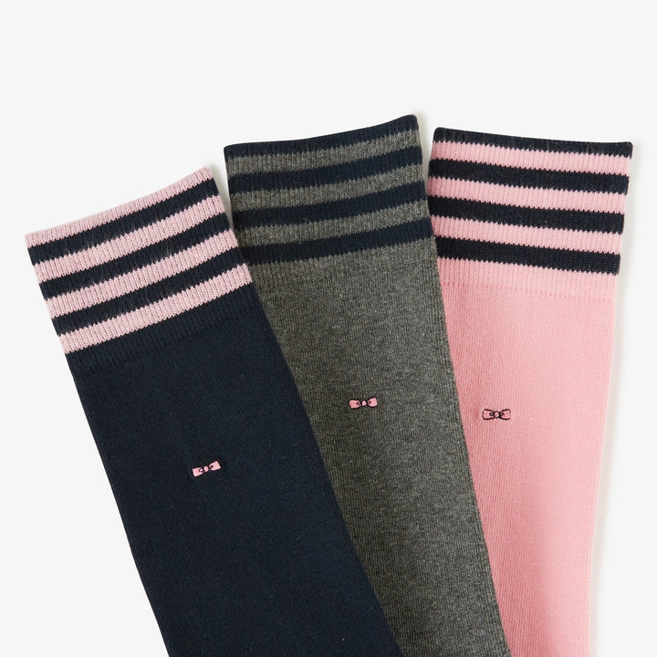 Lot de 3 paires de chaussettes à bords rayés