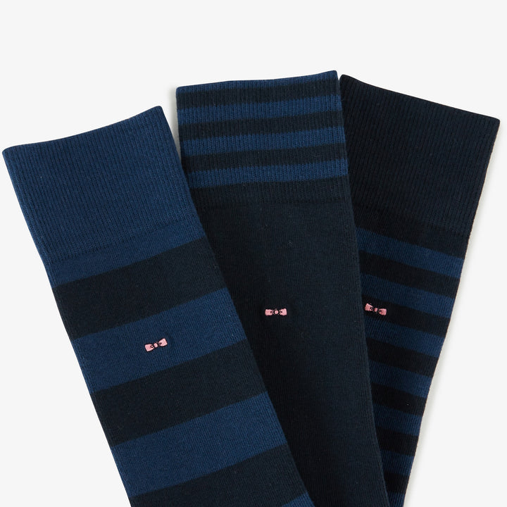 Lot de 3 paires de mini-socquettes homme, 43-46, bleu foncé / gris / noir -  PEARL