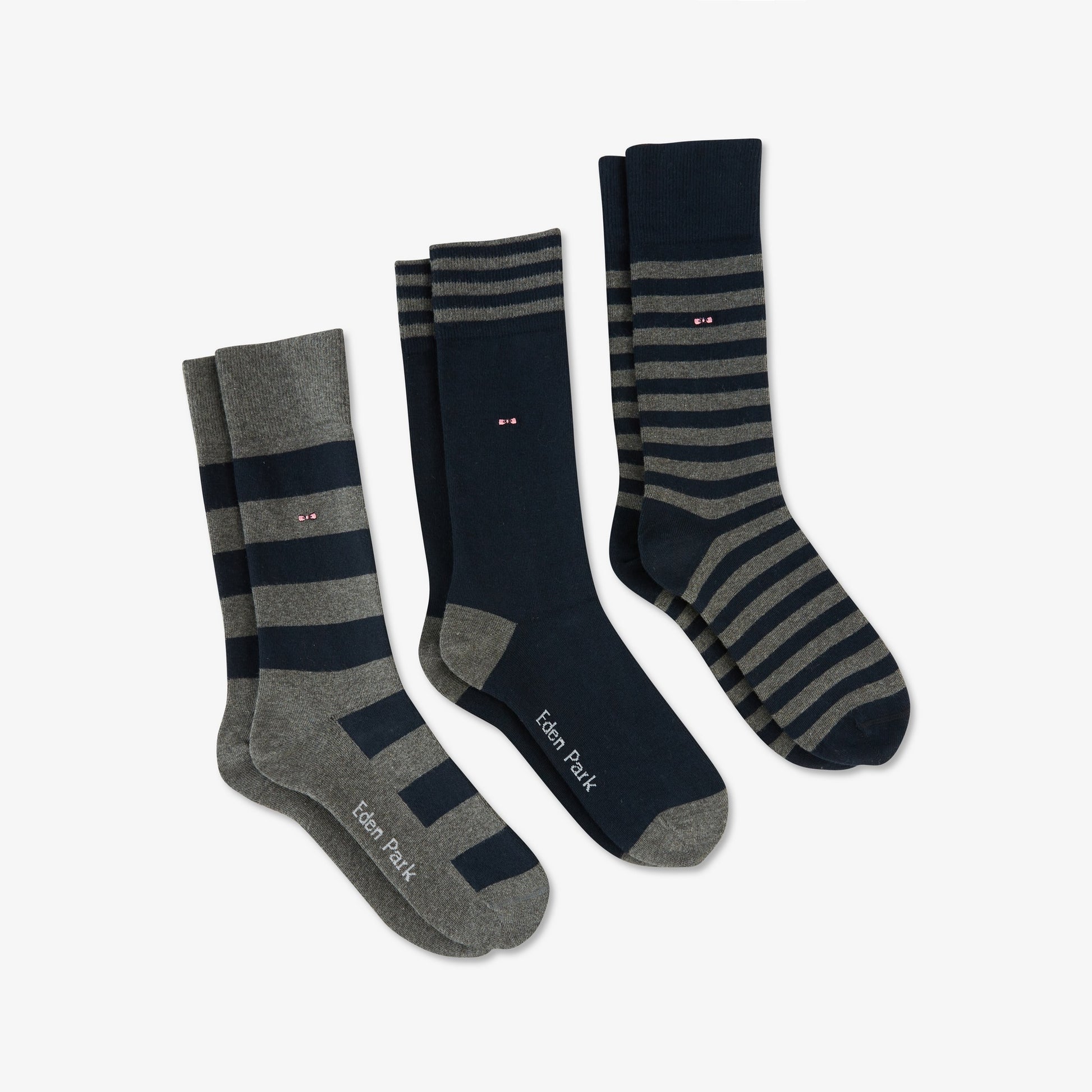 Lot de 3 paires de chaussettes cerclées gris foncé