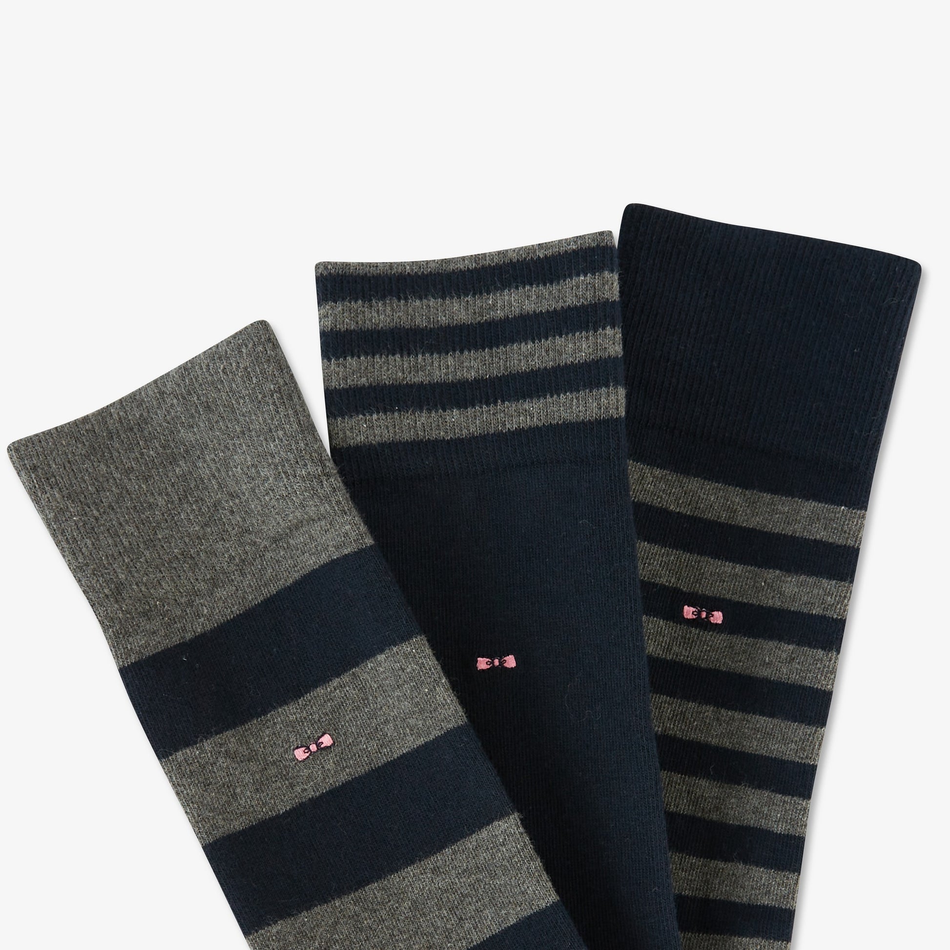 Lot de 3 paires de chaussettes cerclées gris foncé