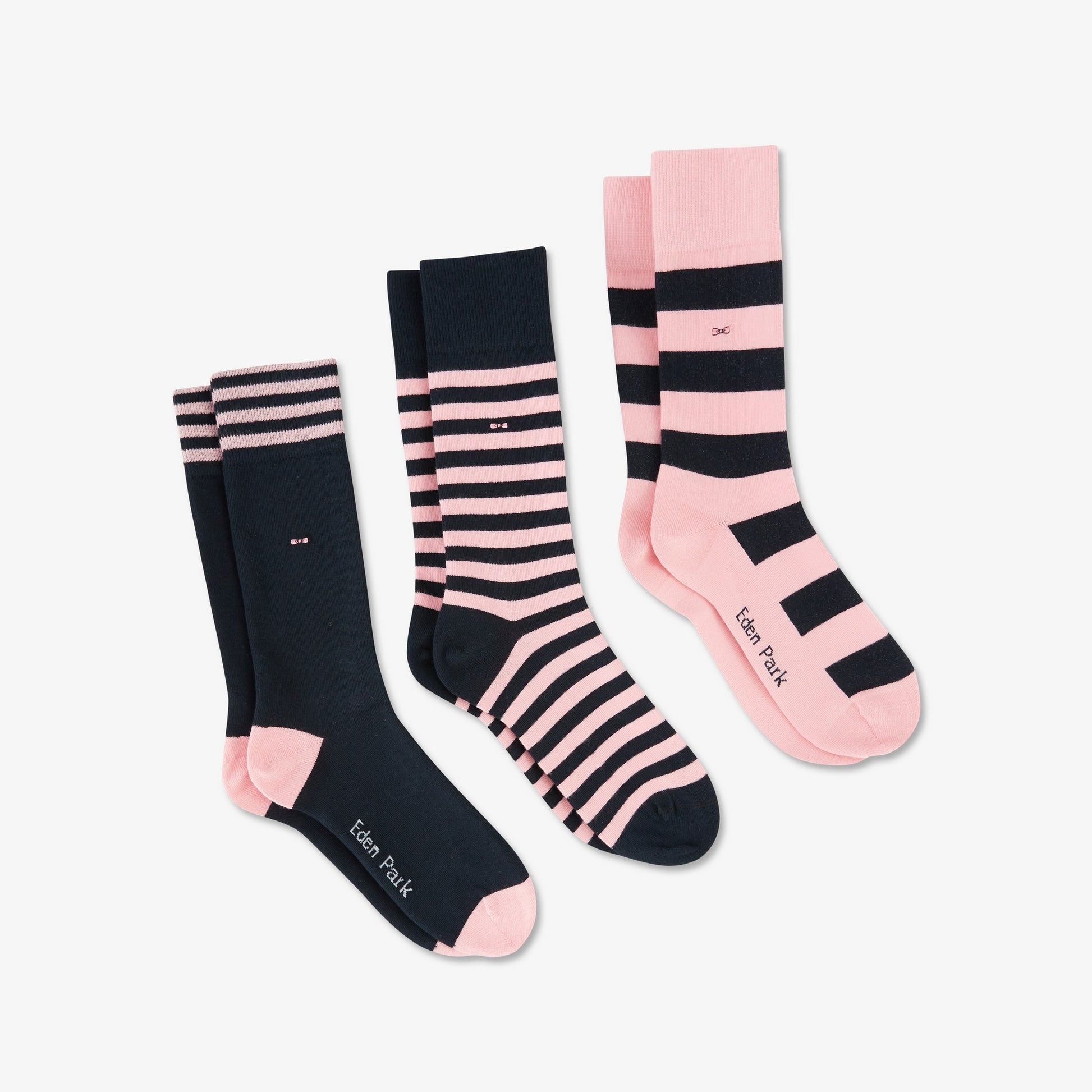Lot de 3 paires de chaussettes cerclées rose