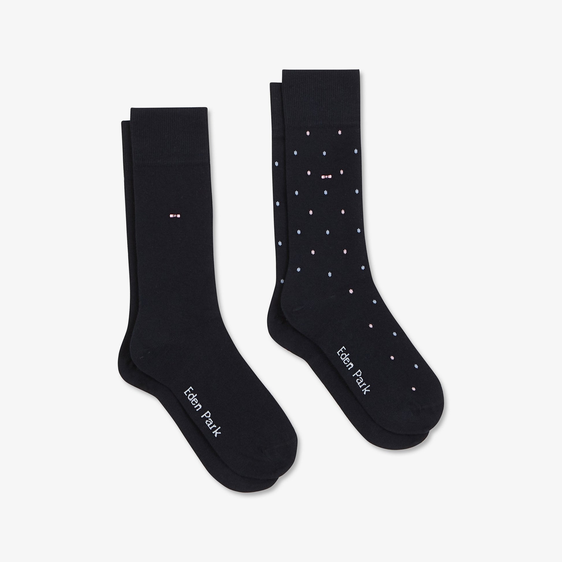 Lot de 2 paires de chaussettes unies et fantaisies