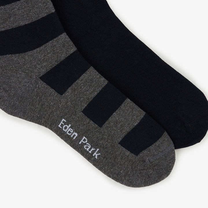 Lot de 2 paires de chaussettes unies et cerclées