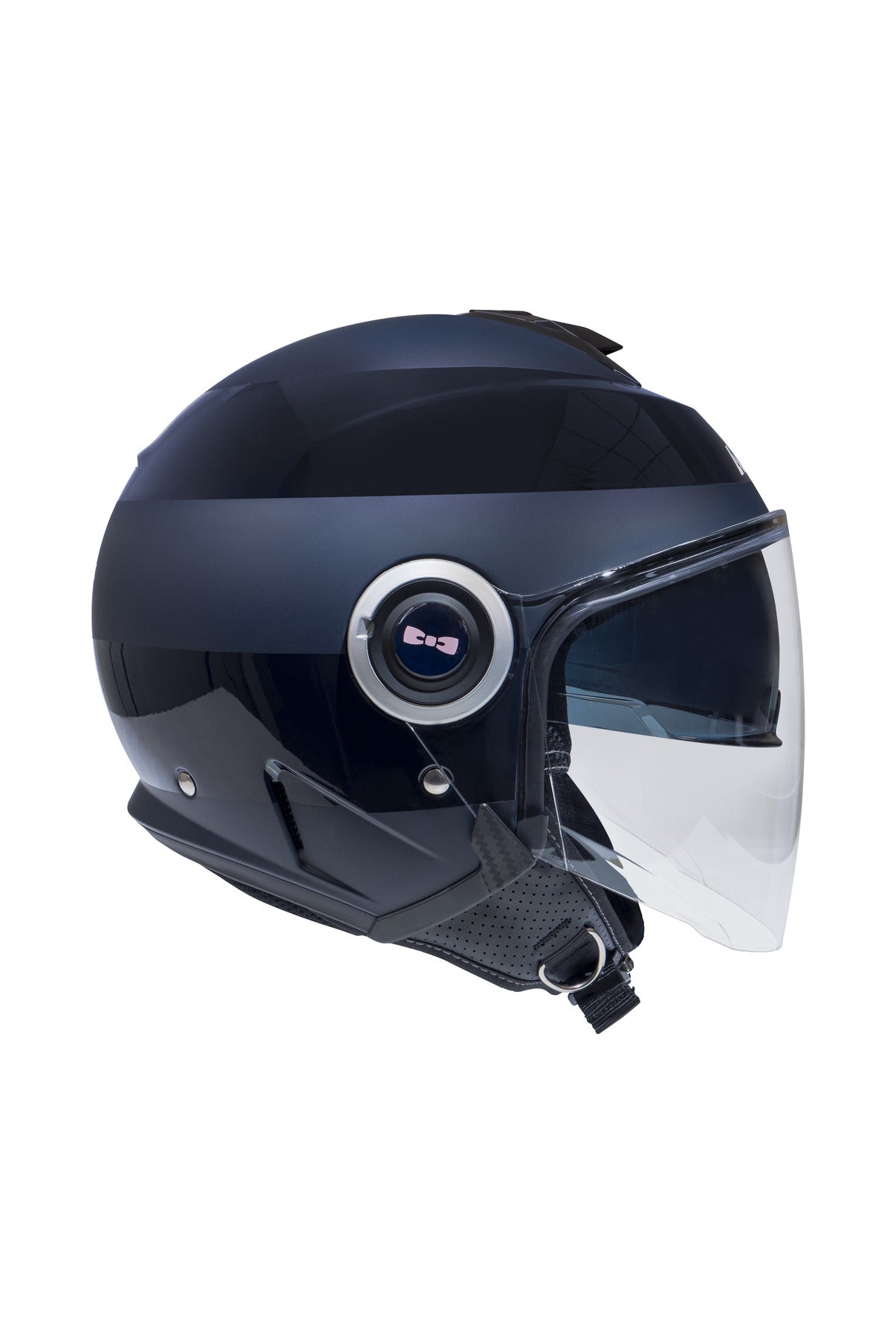 Casque moto cerclé bleu marine