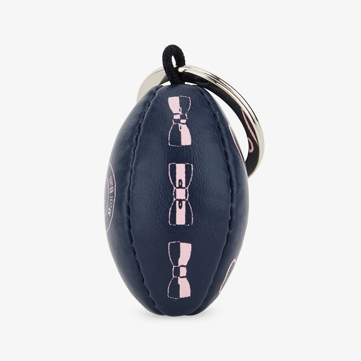 Porte-clés ballon de rugby bleu marine sérigraphié
