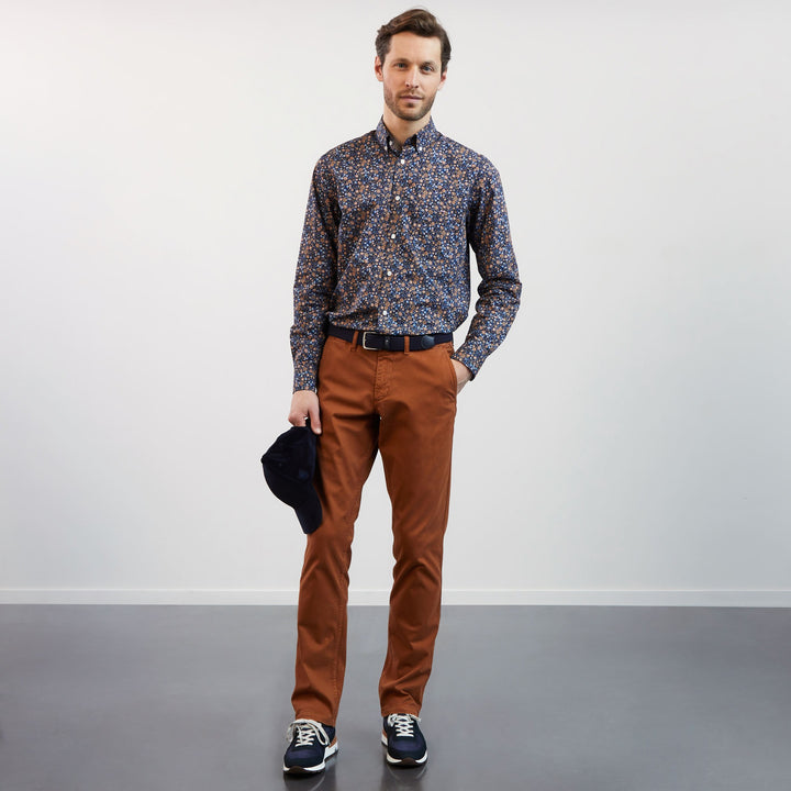Pantalon marron rouille droit chino