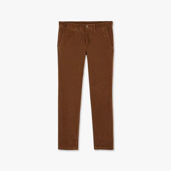 Pantalon beige foncé chino en velours côtelé
