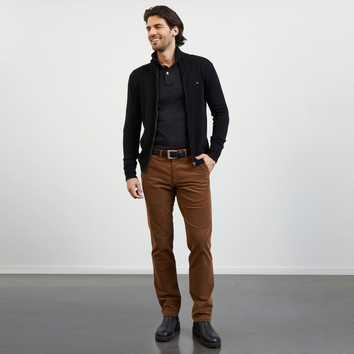 Pantalon beige foncé chino en velours côtelé