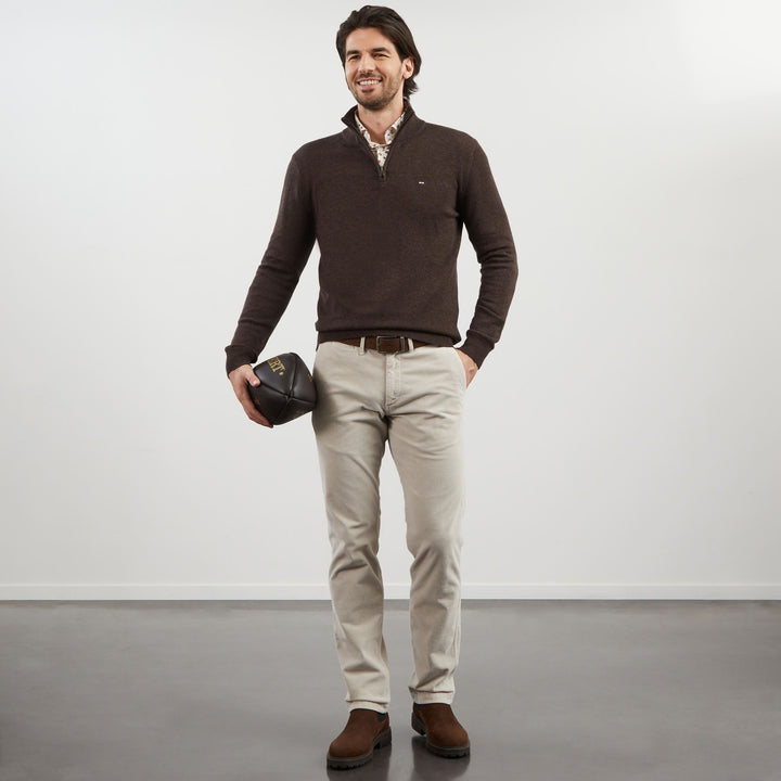 Pantalon écru chino en velours côtelé
